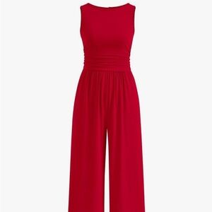 Elegant Red Sleeveless Jumpsuit